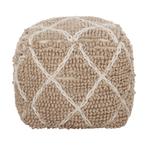 *WOONWINKEL* Must Living Princess Vierkante Poef Wol Beige, Verzenden, Nieuw, Stof