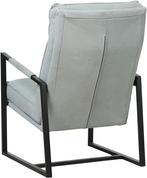 Lichtblauwe leren industriële design fauteuil -  (lichtblauw, Huis en Inrichting, Fauteuils, Nieuw, Ophalen of Verzenden, 50 tot 75 cm
