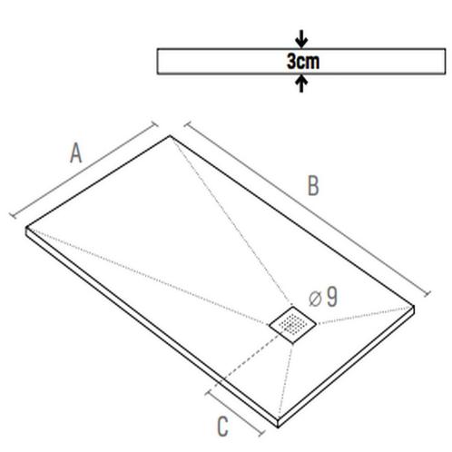 Douchebak Aquasplash Renovi 120x90x3 cm Composietsteen Mat, Doe-het-zelf en Verbouw, Sanitair, Ophalen of Verzenden