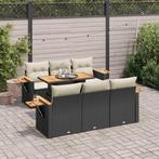 vidaXL 7-delige Loungeset met kussens poly rattan acacia, Verzenden, Nieuw, Rotan, Loungeset