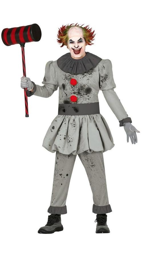 Clown Halloween Kostuum Heren Grijs, Hobby en Vrije tijd, Feestartikelen, Nieuw, Verzenden