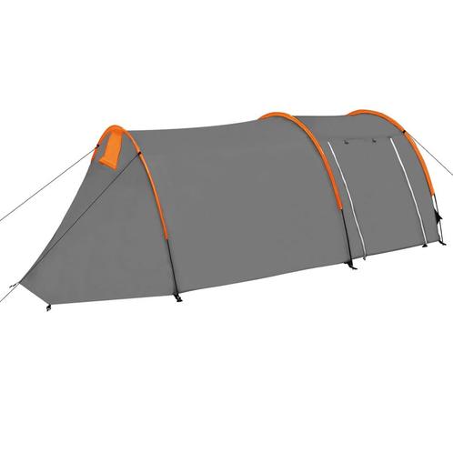 vidaXL Tent 4-persoons grijs en oranje, Caravans en Kamperen, Tenten, Nieuw, Verzenden