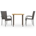 vidaXL 3-delige Tuinset poly rattan bruin, 2 zitplaatsen, Nieuw, Tuinset, Verzenden