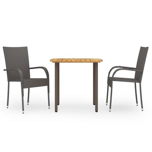 vidaXL 3-delige Tuinset poly rattan bruin, Tuin en Terras, Tuinsets en Loungesets, Tuinset, Nieuw, 2 zitplaatsen, Rotan, Verzenden