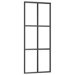 Schuifdeur 76x205 Zwart Glas - Renovatie Deal! Tweedekansje, Doe-het-zelf en Verbouw, Deuren en Horren, Minder dan 80 cm, Binnendeur
