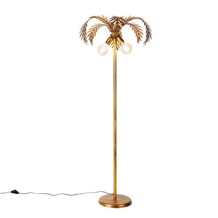 Vintage vloerlamp goud 156 cm 2-lichts - Botanica, Huis en Inrichting, Lampen | Vloerlampen, Nieuw, Overige materialen, 150 tot 200 cm