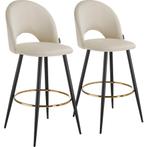 Barkruk Sachel met rugleuning, fluweellook - crème/zwart, Se, Huis en Inrichting, Verzenden, Nieuw