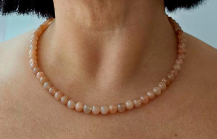 Maansteen Ketting met slotje, Sieraden, Tassen en Uiterlijk, Kettingen, Ophalen of Verzenden