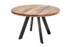 Massieve eettafel IRON CRAFT 120cm rond naturel mangohout -, Ophalen of Verzenden, Nieuw