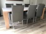 Set van 6 leren eetkamerstoelen - met wieltjes en hoge rug -, Huis en Inrichting, Stoelen, Overige kleuren, Nieuw, Leer, Ophalen of Verzenden