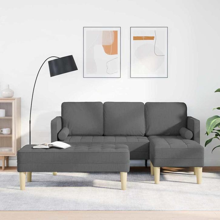 vidaXL Bankstel 2 pcs Donkergrijs 173 x 131 x 67 cm Stof, Huis en Inrichting, Banken | Bankstellen, Nieuw, Minder dan 150 cm, Stof