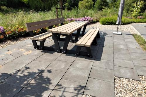 Rockwood® Picknicktafel Eik - Zwaar Kunststof - Quartz Brown, Tuin en Terras, Picknicktafels, Nieuw, Hout, Rechthoekig, Ophalen of Verzenden