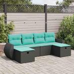 vidaXL 6-delige Loungeset met kussens poly rattan zwart, Verzenden, Nieuw, Rotan, Loungeset