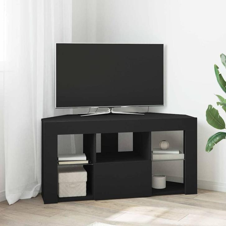 vidaXL Hoek LED TV Kast Zwart 101 x 40 x 50 cm Bewerkt hout, Huis en Inrichting, Kasten | Televisiemeubels, Nieuw, Minder dan 50 cm