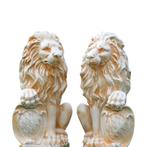 Set van 2 leeuwen - polystone beelden - 52 cm - gebroken wit, Ophalen of Verzenden, Nieuw