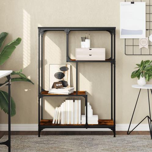 vidaXL Boekenrek 81x36x115 cm bewerkt hout en staal gerookt, Huis en Inrichting, Kasten | Boekenkasten, 25 tot 50 cm, Nieuw, Overige houtsoorten