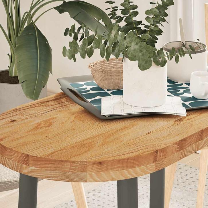vidaXL Tafelblad 80x40x4 cm ovaal massief eikenhout, Huis en Inrichting, Tafels | Eettafels, Nieuw, Verzenden