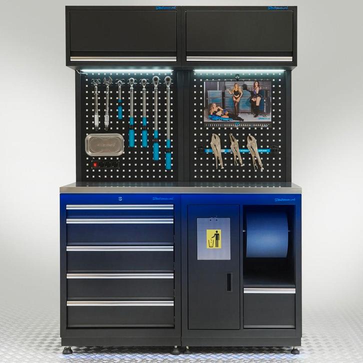 Datona Werkplaatsinrichting PREMIUM met RVS werkblad 135 cm, Doe-het-zelf en Verbouw, Werkbanken, Nieuw, Ophalen of Verzenden