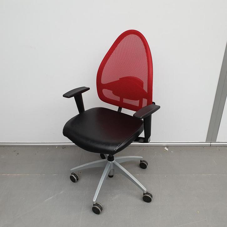 Topstar bureaustoel - zwarte skai / netweave rode stof, Huis en Inrichting, Bureaustoelen, Ophalen of Verzenden