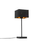 Moderne tafellamp zwart stoffen kap zwart met goud - VT 1, Nieuw, Overige materialen, Modern, Minder dan 50 cm