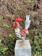 Metaal Haan - Tuinbeeld -Tuindecoratie - 32x16x52cm -0,4Kg, Tuin en Terras, Tuinbeelden, Verzenden, Nieuw, Metaal, Dierenbeeld