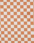Poplin Katoen Blokjes Gebroken Wit/Oranje, Nieuw, Wit