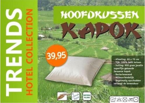 Hoofdkussen Java Kapok - diverse maten, Huis en Inrichting, Slaapkamer | Beddengoed, Nieuw, Verzenden