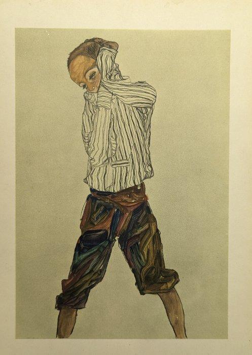 Egon Schiele (1890-1918), (after) - Knabe in gestreiftem, Antiek en Kunst, Antiek | Overige Antiek