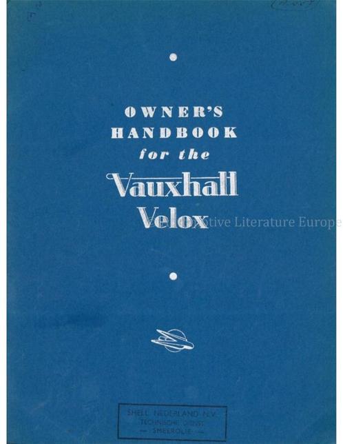 1950 VAUXHALL VELOX INSTRUCTIEBOEKJE ENGELS, Auto diversen, Handleidingen en Instructieboekjes