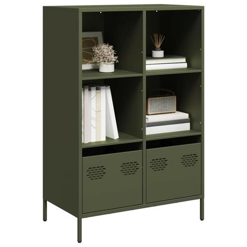 vidaXL buffetkast 68x39x103,5 cm staal olijfgroen, Huis en Inrichting, Kasten | Buffetkasten, Nieuw, Metaal, Verzenden