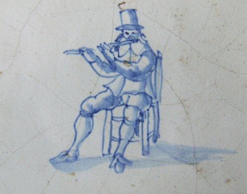 Tegel - Zeldzaam-Dwarsfluitspeler. - 1600-1650, Antiek en Kunst, Antiek | Glas en Kristal