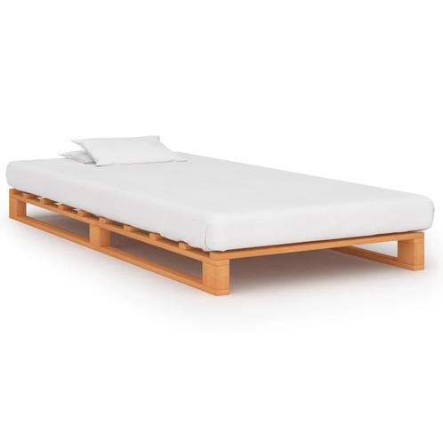 vidaXL Bedframe pallet massief grenenhout bruin 100x200 cm, Huis en Inrichting, Slaapkamer | Bedden, 100 cm, 200 cm, Bruin, Eenpersoons