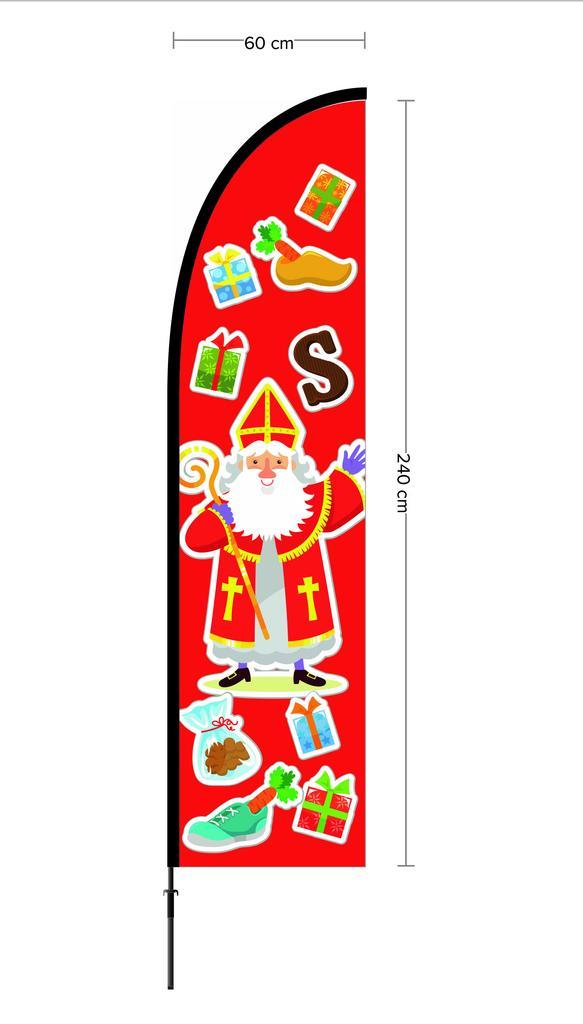 Beachvlag Sinterklaas ontwerp 1 doek 60x240cm, hoogte zonder, Diversen, Vlaggen en Wimpels, Nieuw