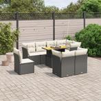 vidaXL 9-delige Loungeset met kussens poly rattan zwart, Tuin en Terras, Tuinsets en Loungesets, Verzenden, Nieuw, Rotan, Loungeset