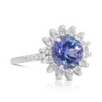 Ring - 18 karaat Witgoud - 2.71ct. tw. Tanzaniet - Diamant -, Sieraden, Tassen en Uiterlijk, Ringen, Nieuw