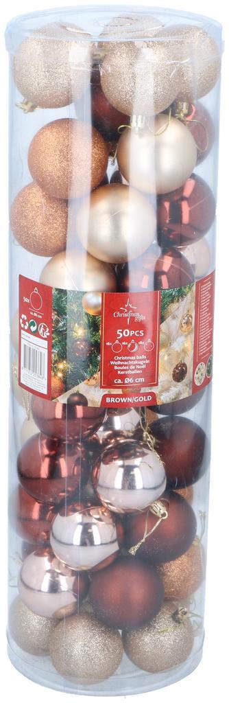 Set Kerstballen 50 Stuks Bruin/Goud (Kerst artikelen), Diversen, Kerst, Nieuw, Verzenden