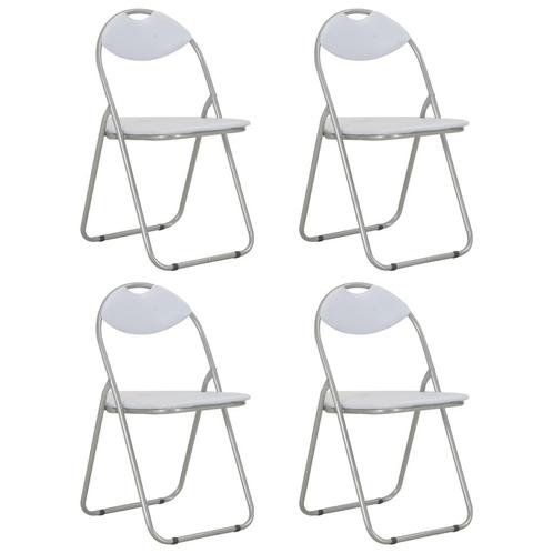 vidaXL Eetkamerstoelen inklapbaar 4 st kunstleer wit, Huis en Inrichting, Stoelen, Wit, Nieuw, Verzenden