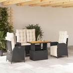 vidaXL 4-delige Tuinset met kussens poly rattan zwart, 4 zitplaatsen, Nieuw, Tuinset, Verzenden