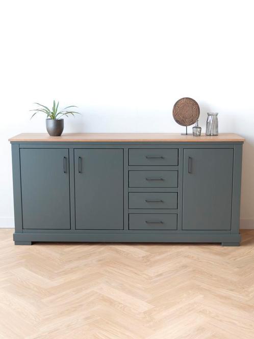 Donkergroen dressoir | massief eiken blad | modern | Vavivo, Huis en Inrichting, Kasten | Dressoirs, 150 tot 200 cm, 50 tot 75 cm