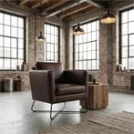 Leren fauteuil Club - Rancho Brown (bruin), Huis en Inrichting, Fauteuils, Nieuw, Ophalen of Verzenden, 75 tot 100 cm, Industrieel, Modern