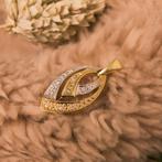 Bicolor gouden hanger met diamant | 0,06 ct. (geelgoud), Sieraden, Tassen en Uiterlijk, Bedels, Ophalen of Verzenden, Gebruikt