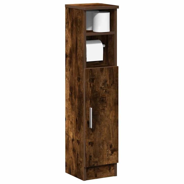 vidaXL Badkamerkast met rolhouder 20,5x22x90 cm gerookt, Huis en Inrichting, Badkamer | Badkamermeubels, Nieuw, Verzenden