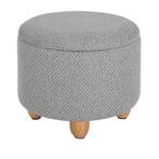 Opbergpoef met Deksel en Houten Poten – Gestoffeerd, Verzenden, Nieuw