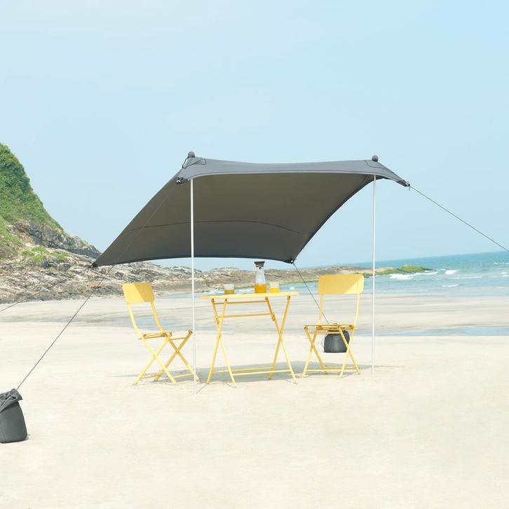 Strandtent Bernheze zonbescherming 200x200x170 cm grijs pro., Tuin en Terras, Schaduwdoeken, Verzenden