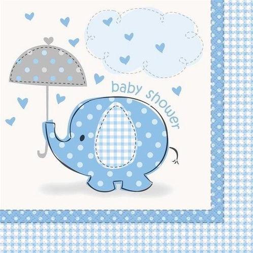 Olifant papieren servetten voor Baby Shower 16 stuks - Bla, Hobby en Vrije tijd, Feestartikelen, Ophalen of Verzenden