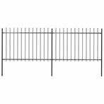 vidaXL Tuinhek met speren bovenkant 3,4x1,2 m staal zwart, Verzenden, Nieuw, IJzer, 1 tot 2 meter