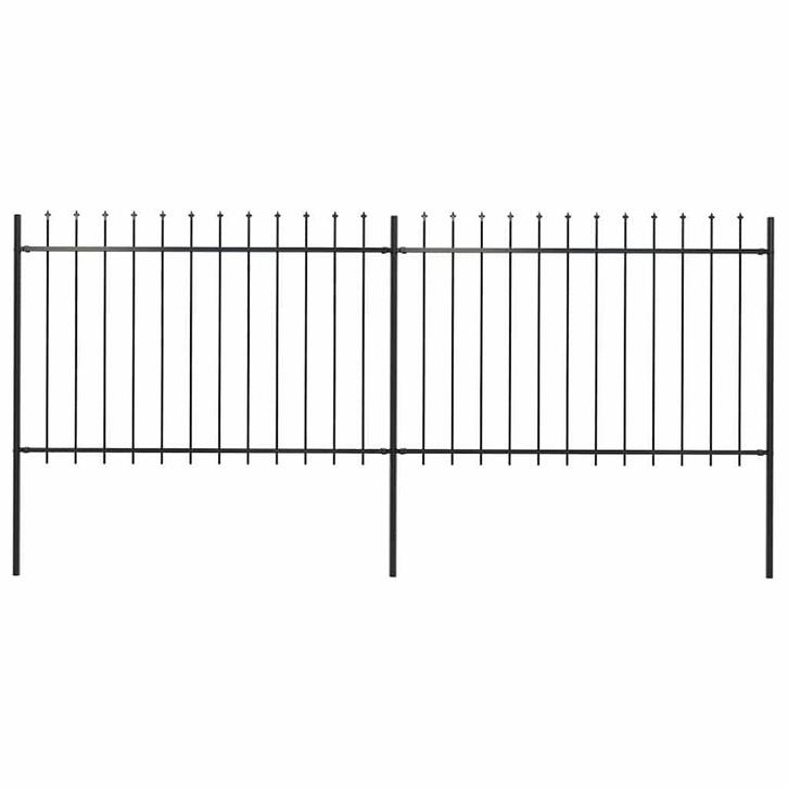 vidaXL Tuinhek met speren bovenkant 3,4x1,2 m staal zwart, Tuin en Terras, Schuttingen, Nieuw, IJzer, 1 tot 2 meter, Verzenden