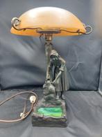 Bureaulamp - Brons, glas, Antiek en Kunst