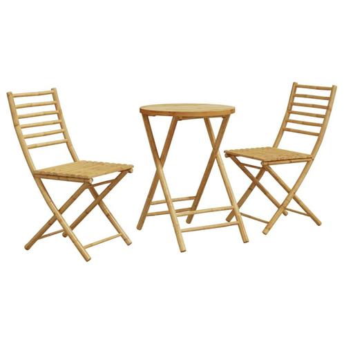 vidaXL 3-delige Bistroset bamboe, Tuin en Terras, Tuinsets en Loungesets, Nieuw, Hout, Verzenden