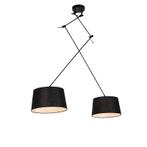 Hanglamp zwart met linnen kappen zwart 35 cm 2-lichts -, Nieuw, Overige stijlen